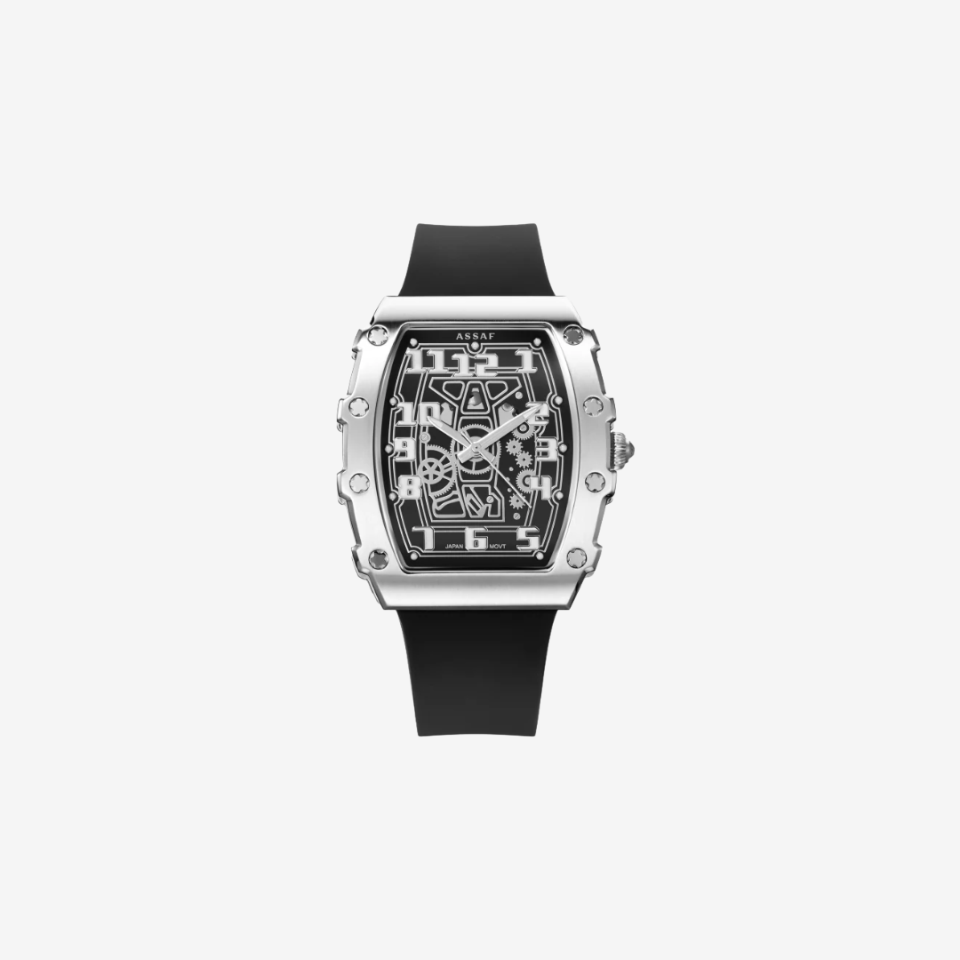 New Chapter Watch by ASSAF – Silver Case & Black Leather Strap | Original